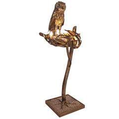Retro Isabelle Faure Pour Honoré Owl Floor Lamp