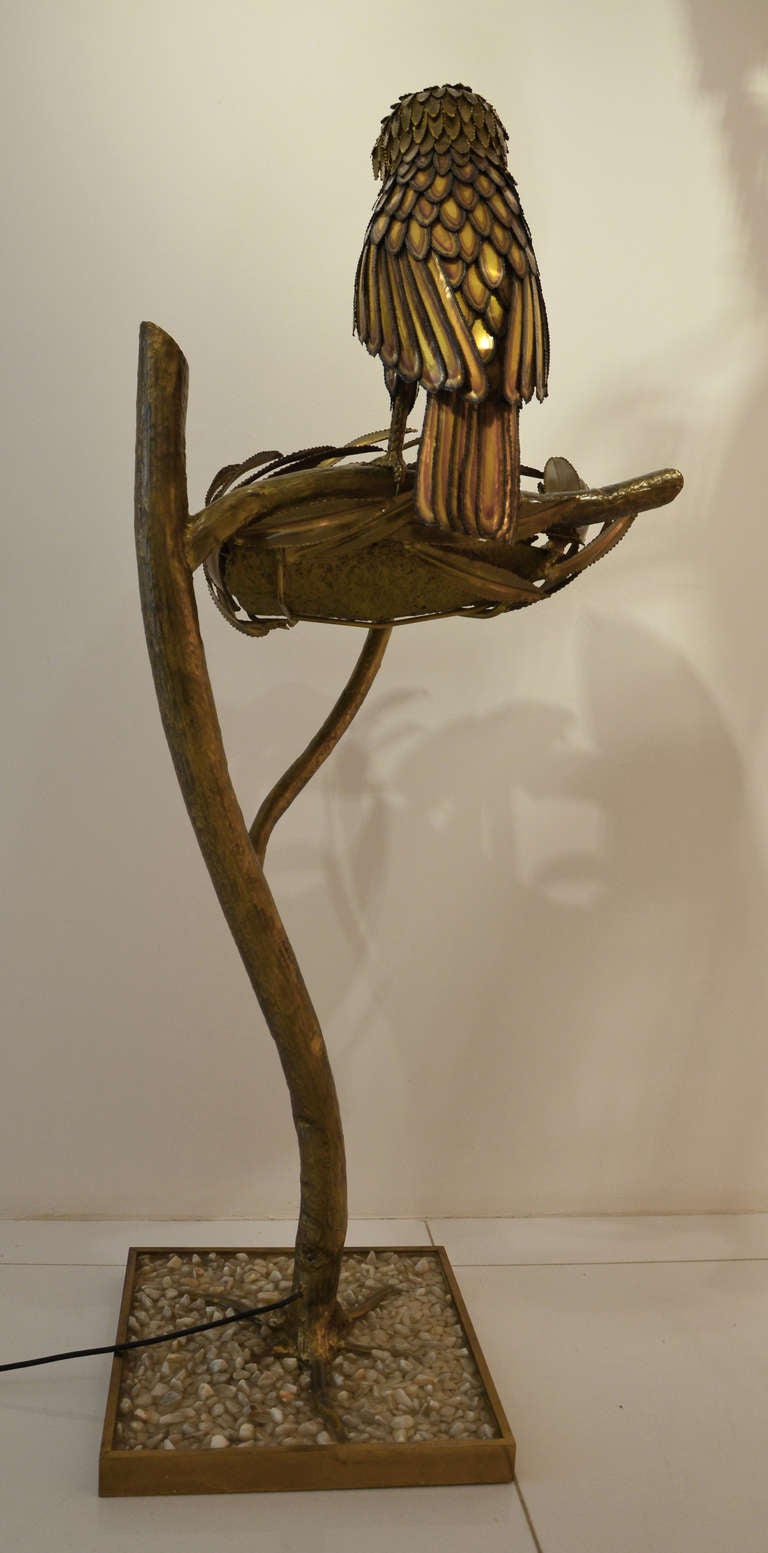 20th Century Isabelle Faure Pour Honoré Owl Floor Lamp For Sale