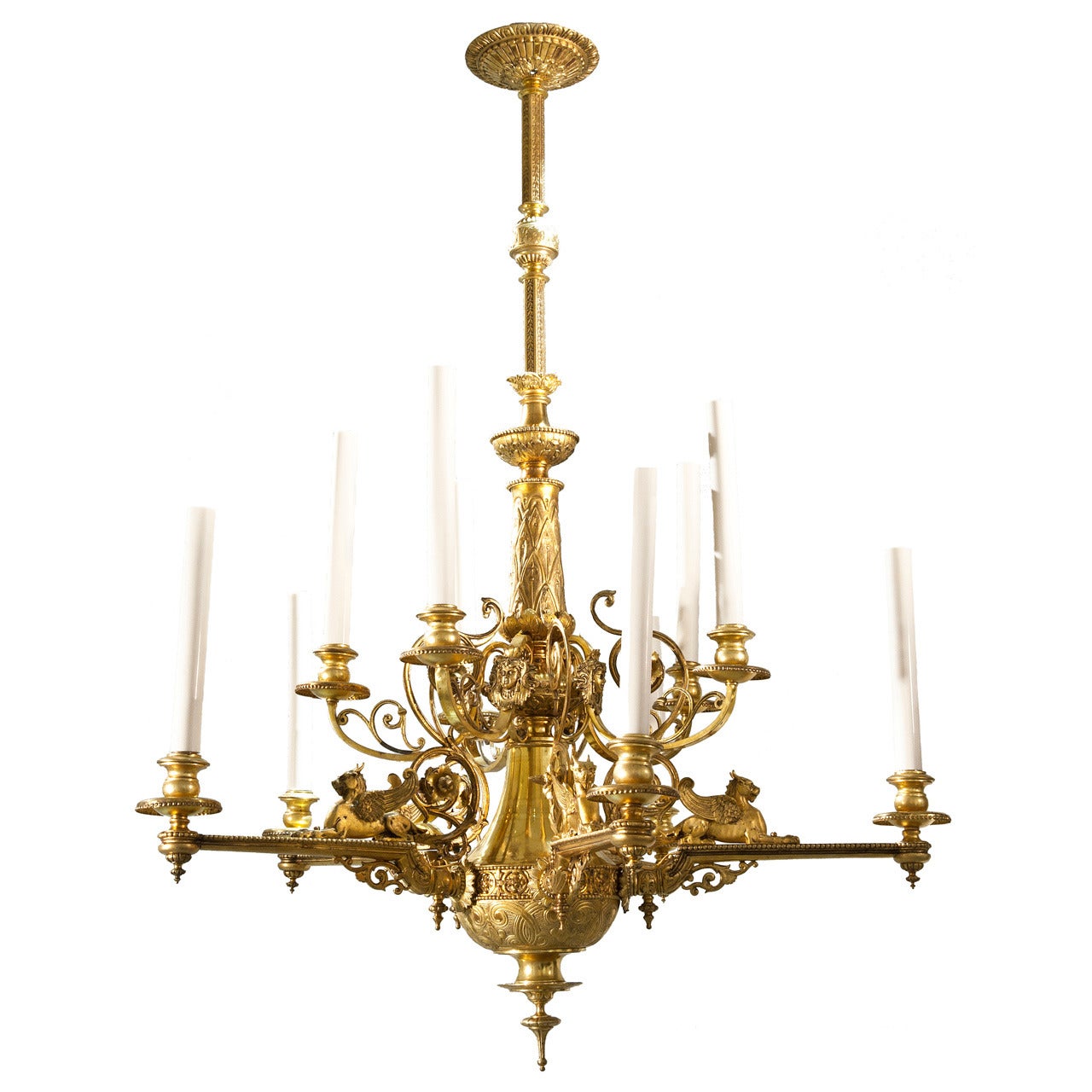 Thomas Messenger & Sons Chandelier Featuring Leonine Dragons