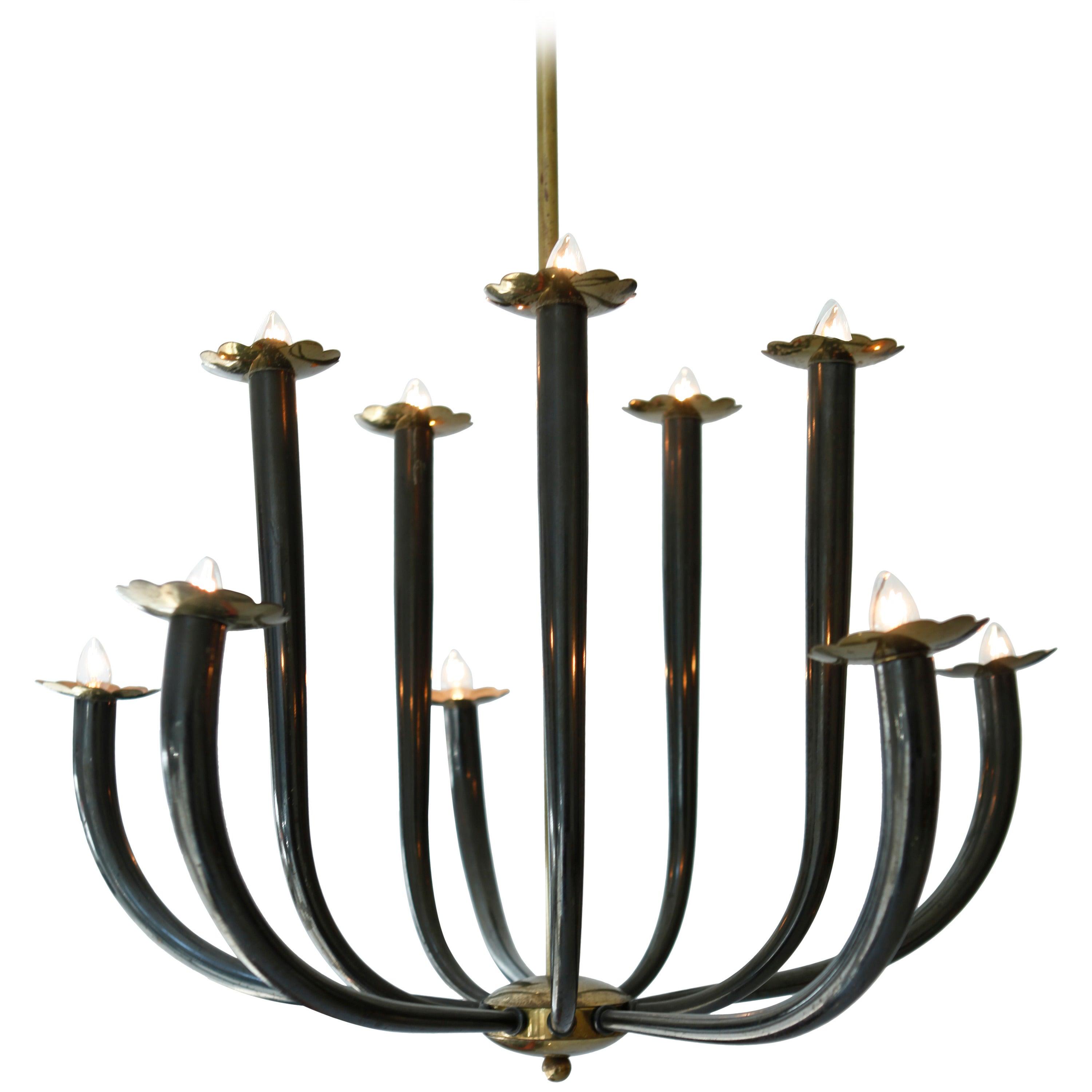 G. Ulrich Chandelier with Ten Lights, circa 1940s For Sale