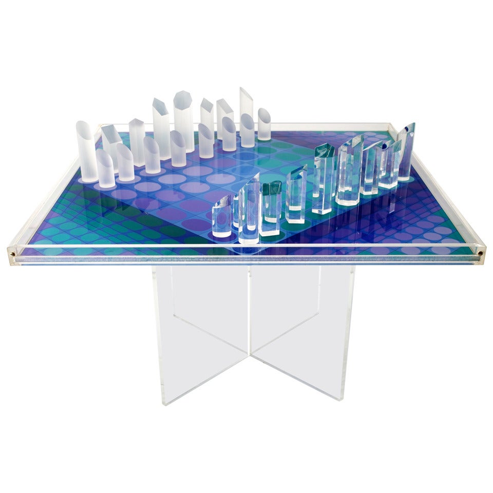 Vasarely Chess Set, 1979 For Sale