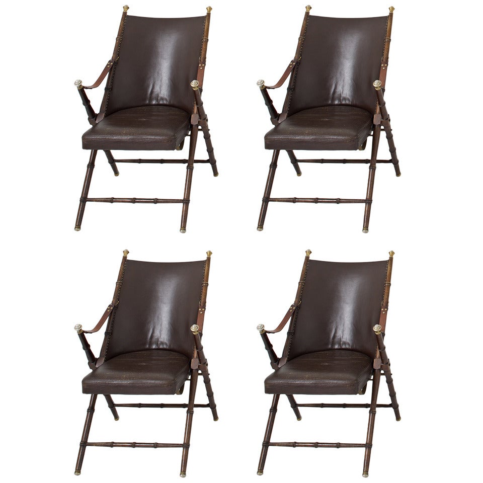 Four Folding Chairs by Maison Jansen, circa 1960 For Sale