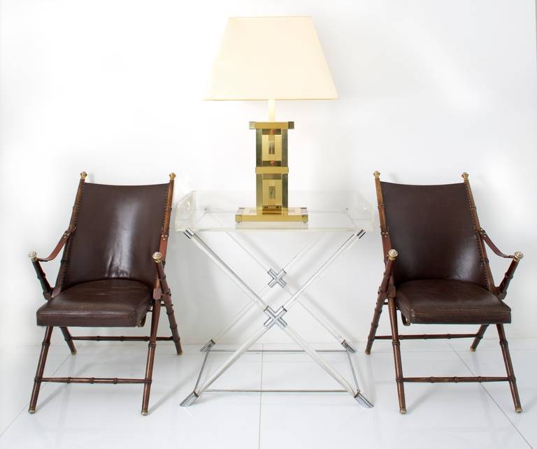 French Four Folding Chairs by Maison Jansen, circa 1960 For Sale