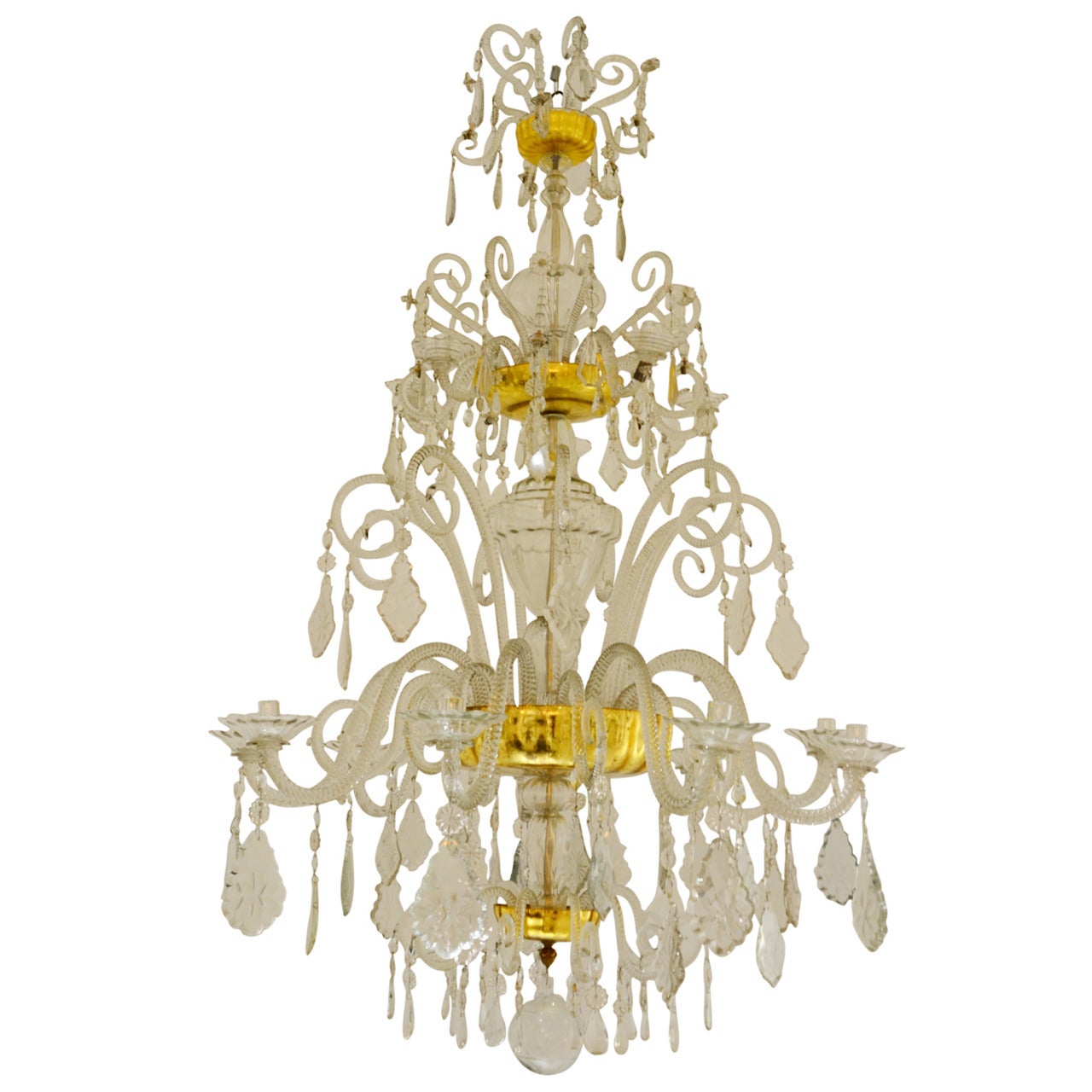 Important Chandelier by the Royal Crystal Manufacture of La Granja For Sale