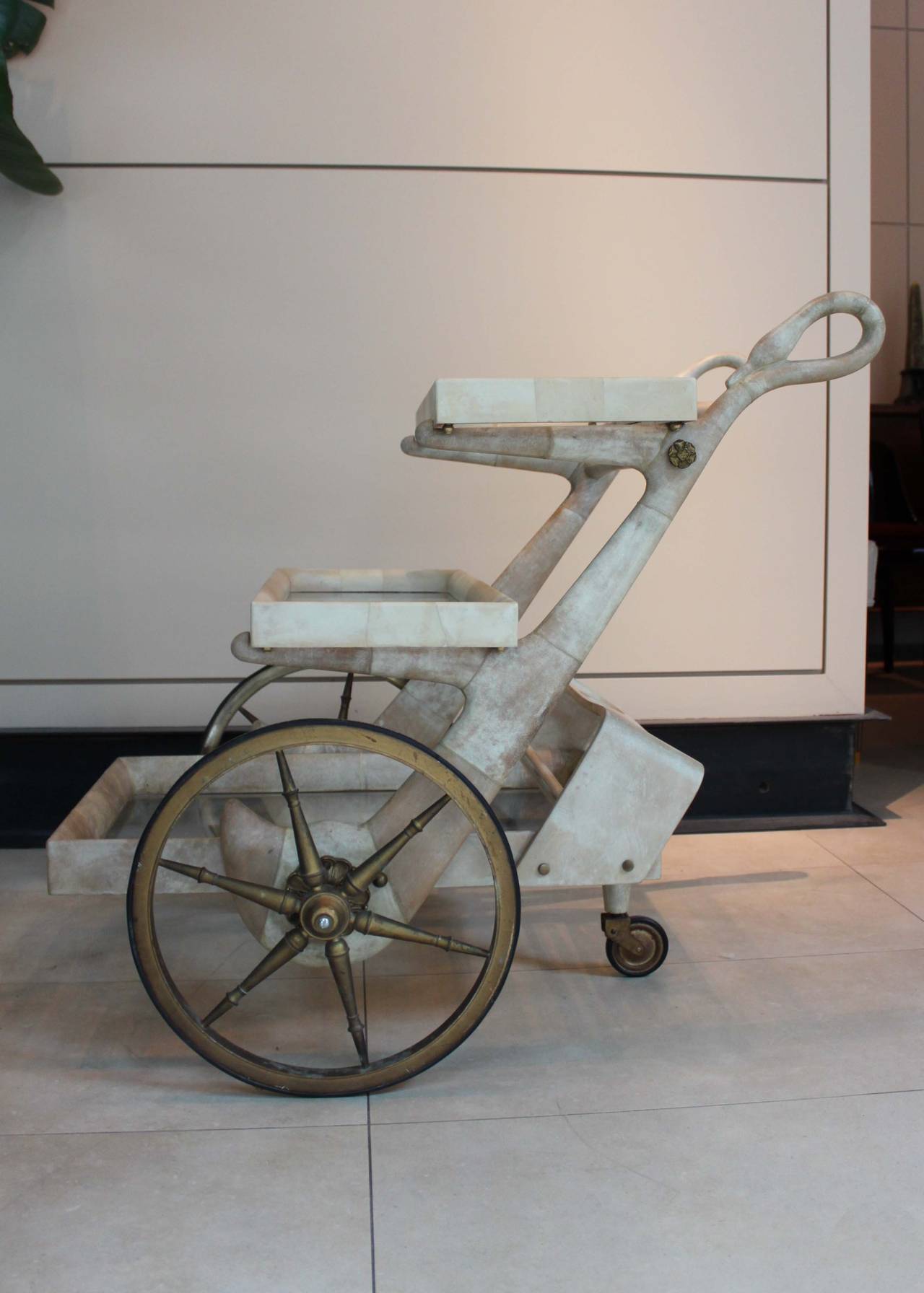 Aldo Tura Parchment Bar Cart