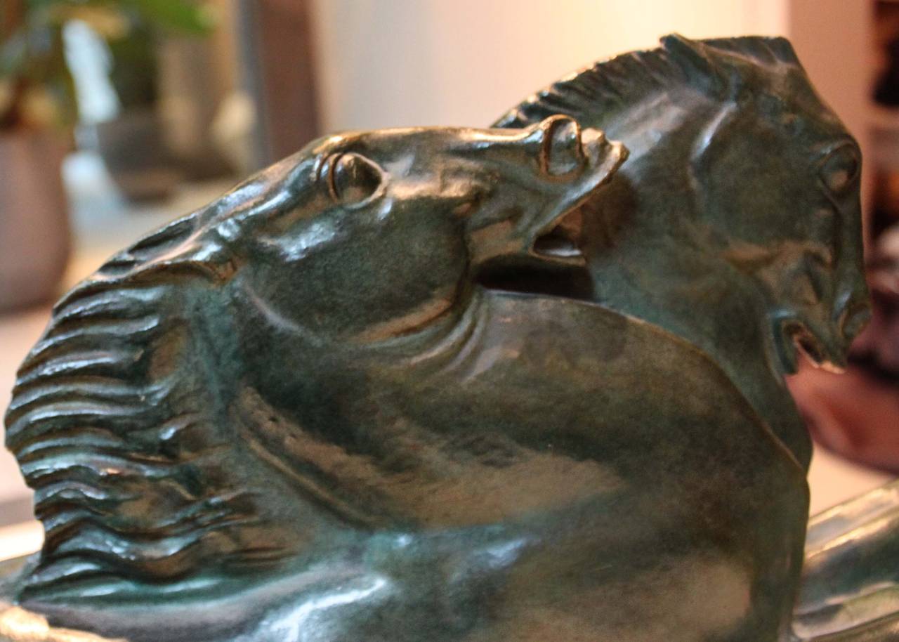 Alberto Bazzoni Art Deco Bronze Sculpture In Excellent Condition For Sale In Vancouver, BC