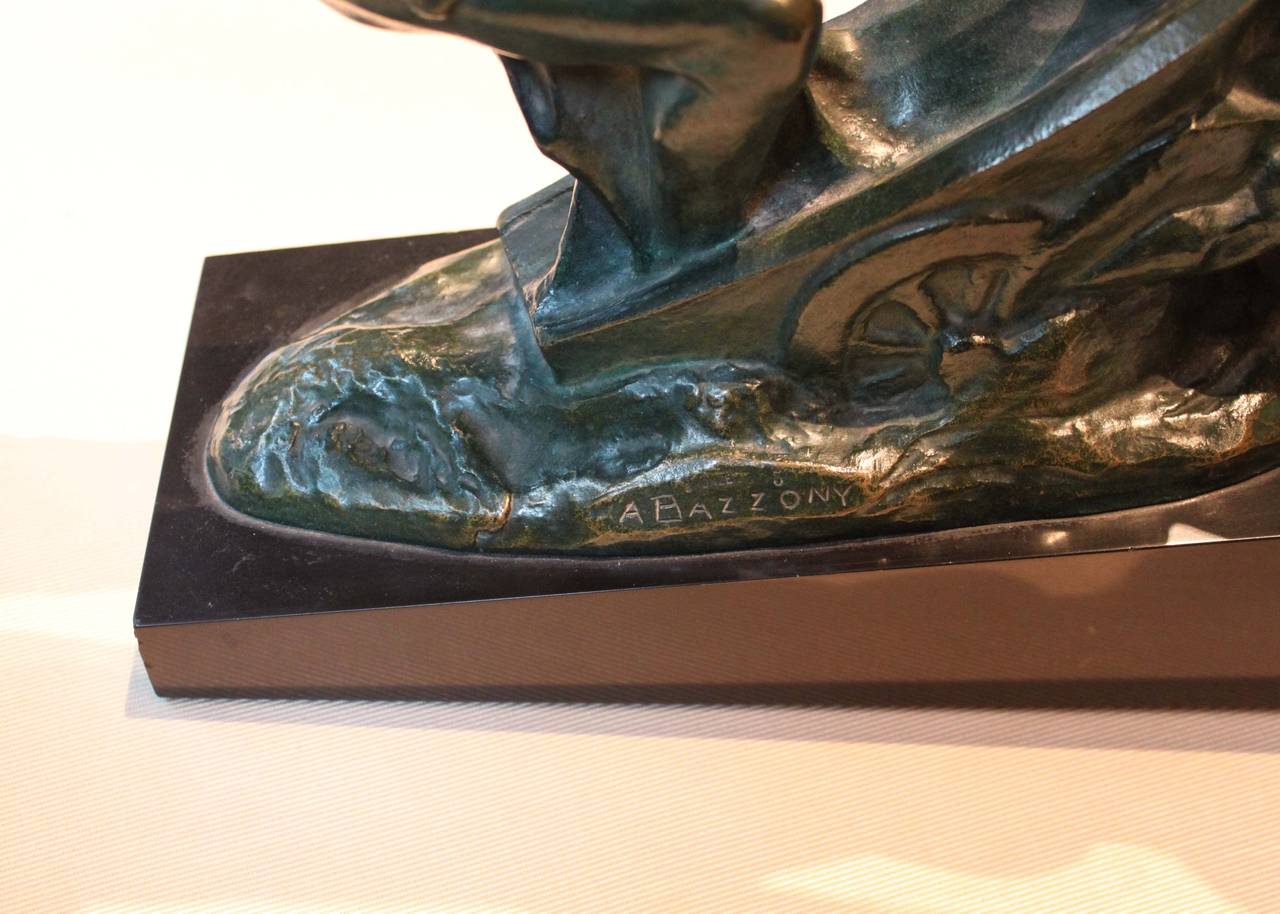 Alberto Bazzoni Art Deco Bronze Sculpture For Sale 3