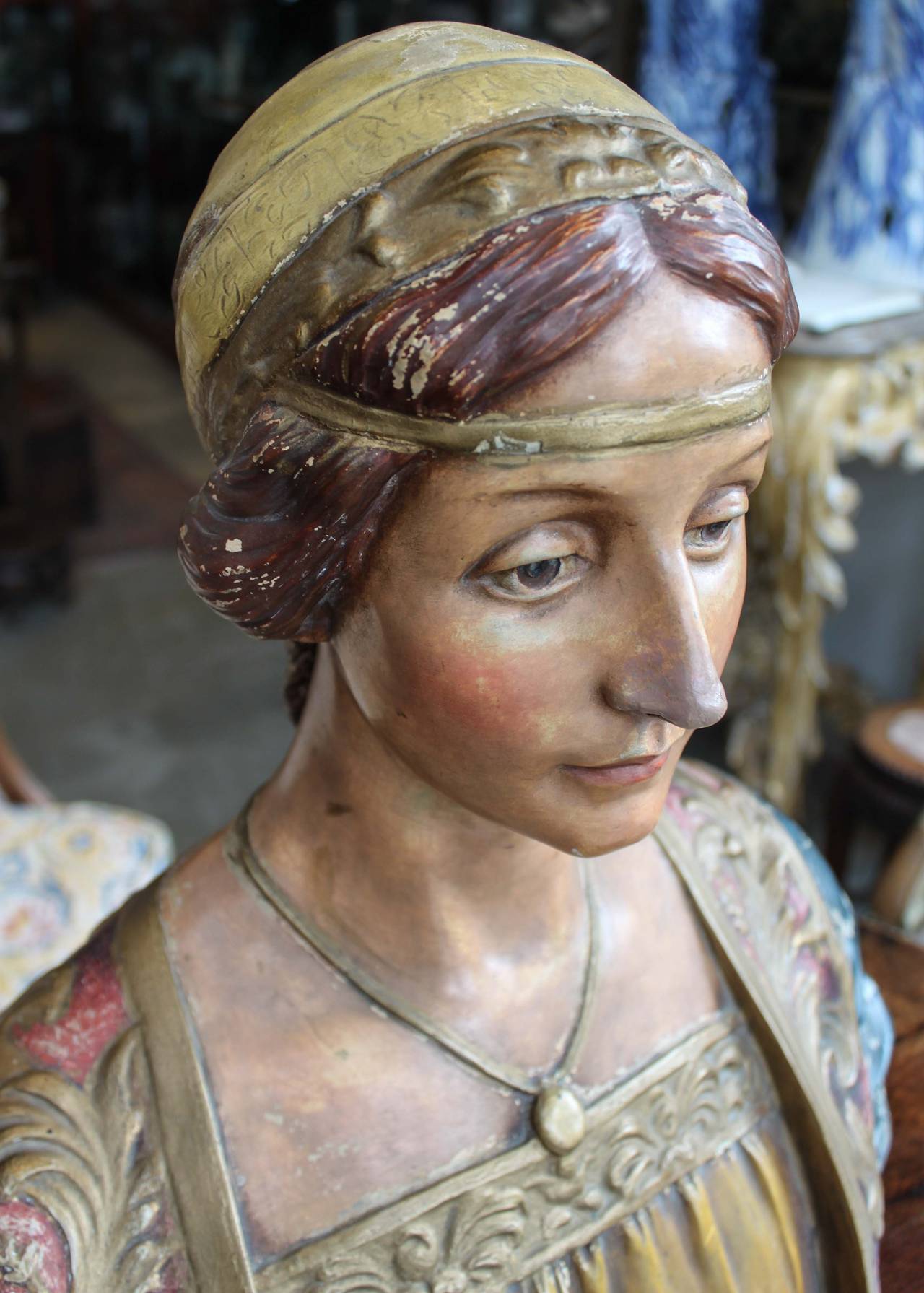 Renaissance Dini and Cellai Terra Cotta Bust For Sale