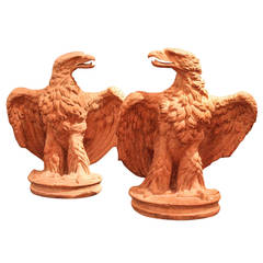Pair of Terracotta Eagles
