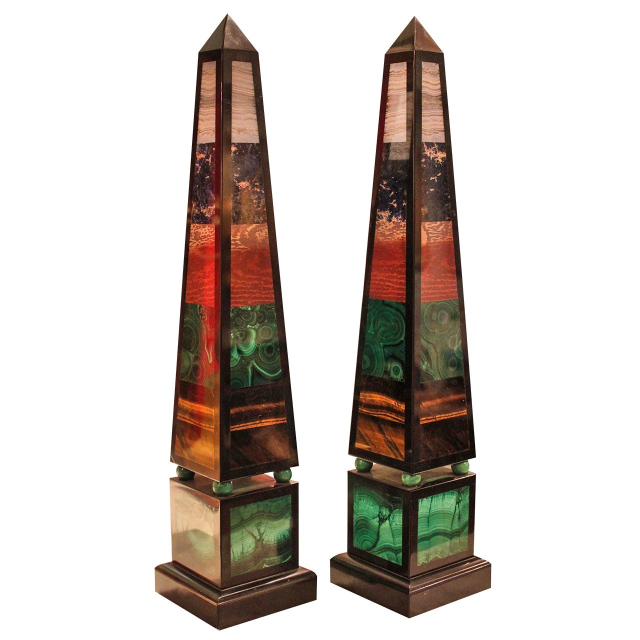 Pair of Italian Marble Obelisks