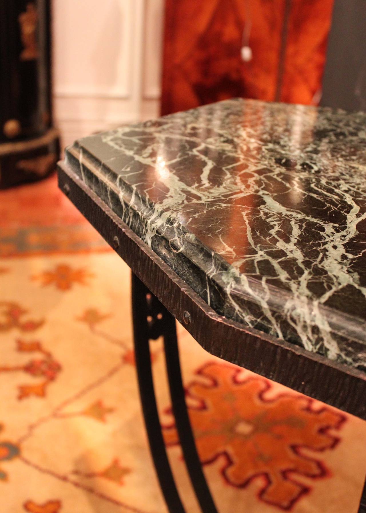 Marble Pair of Art Deco Rosewood Side Tables