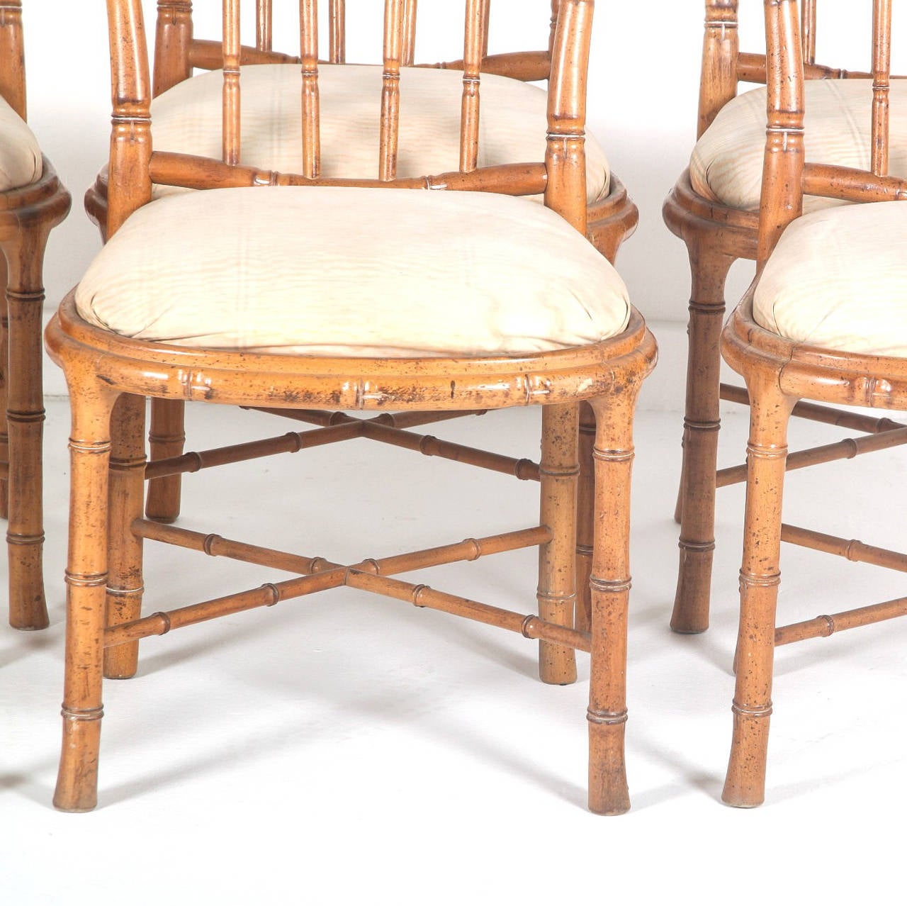 French Bamboo Style Dining Chairs, Set of Six