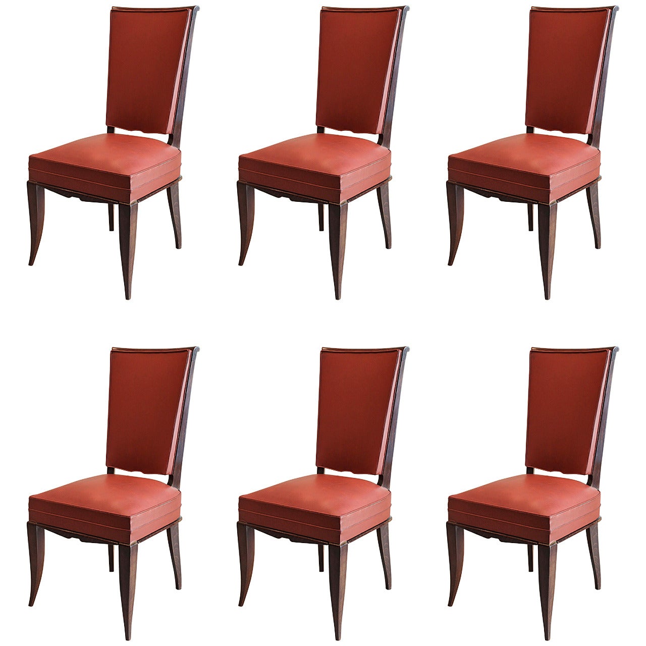 Art Deco Dining Chairs, Set of Six  For Sale