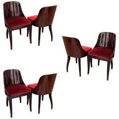 Set of Six Lacquered Rosewood Chairs