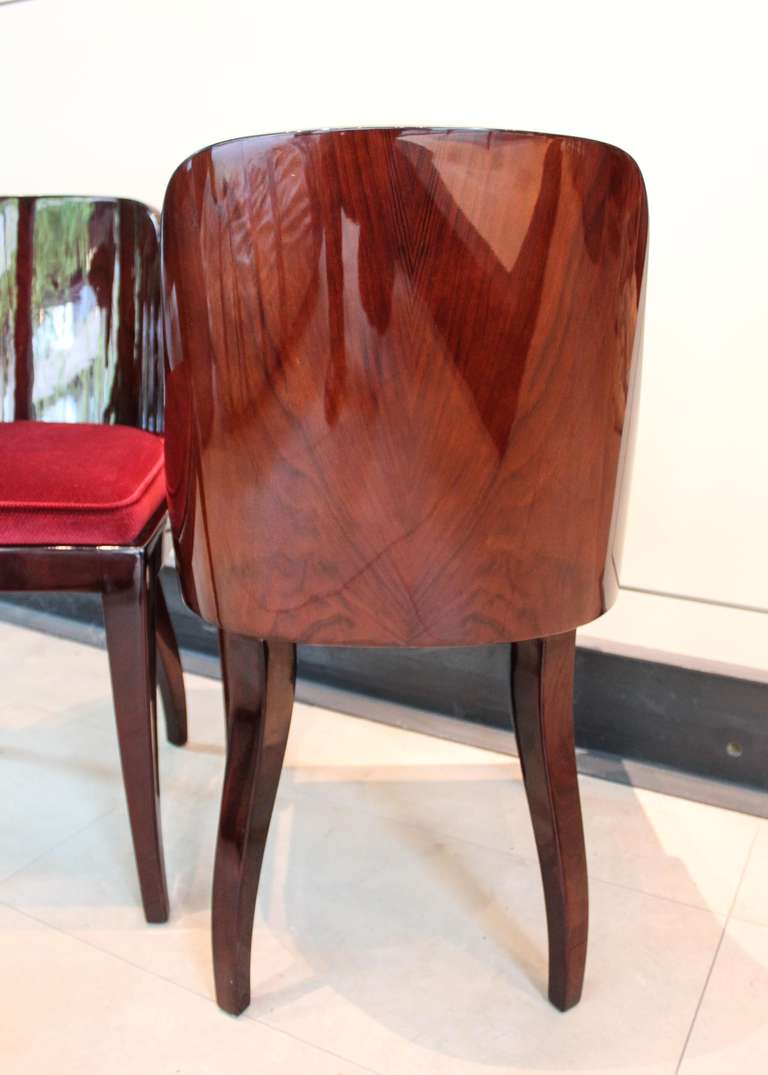 Mid-20th Century Set of Six Lacquered Rosewood Chairs