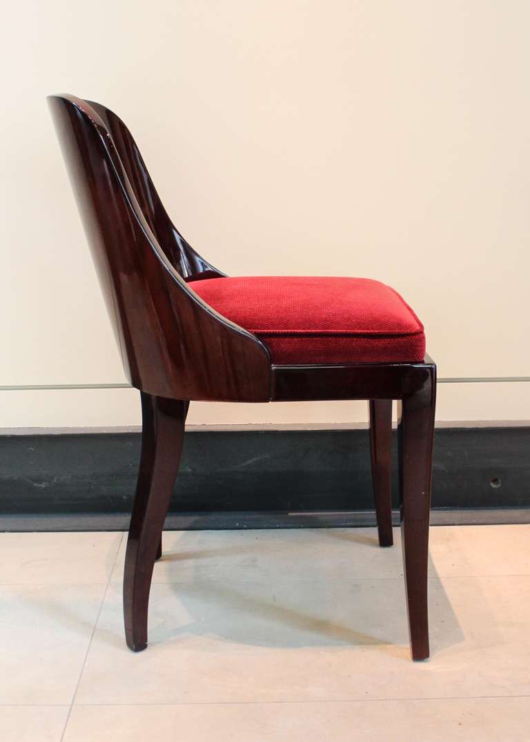 Set of Six Lacquered Rosewood Chairs In Excellent Condition In Vancouver, BC