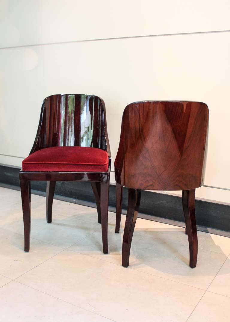Set of Six Lacquered Rosewood Chairs 4