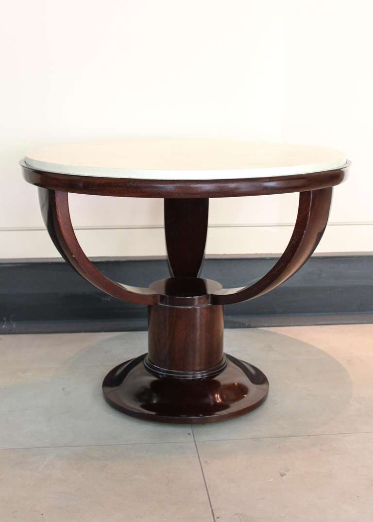 Lacquered Art Deco Table with Lambskin Top