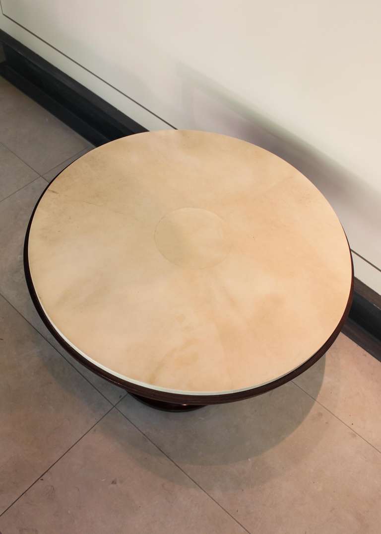 Art Deco Table with Lambskin Top In Excellent Condition In Vancouver, BC