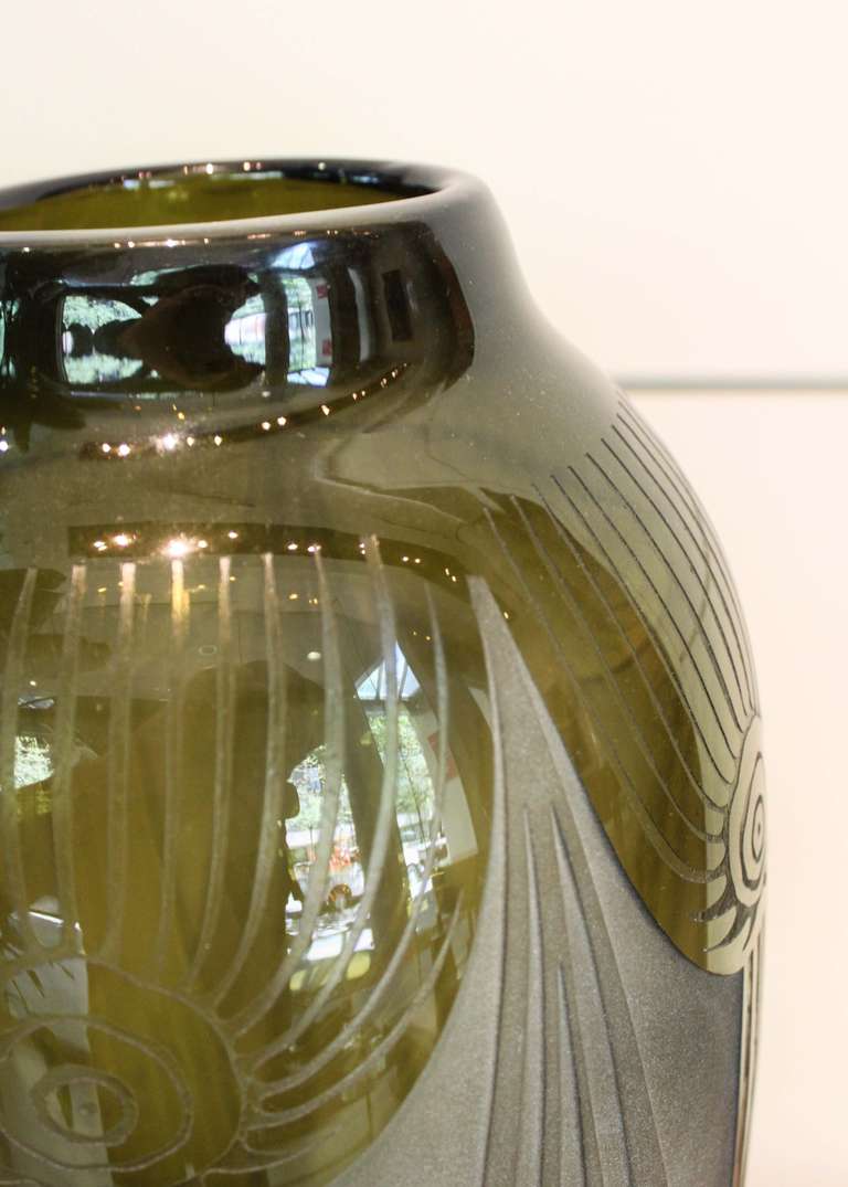 Glass Vase, Signed Legras