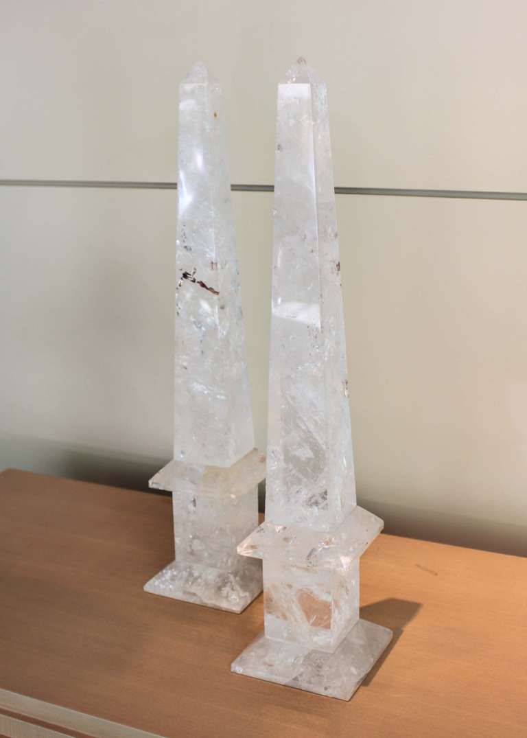 Empire 20th Century Brazilian Rock Crystal Obelisks