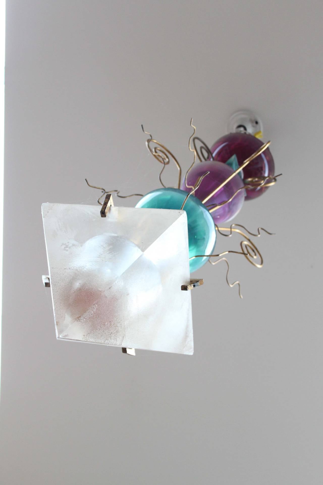 Unusual Lucite Pendant Light Fixture Attributed to Van Teal In Good Condition For Sale In Vancouver, BC