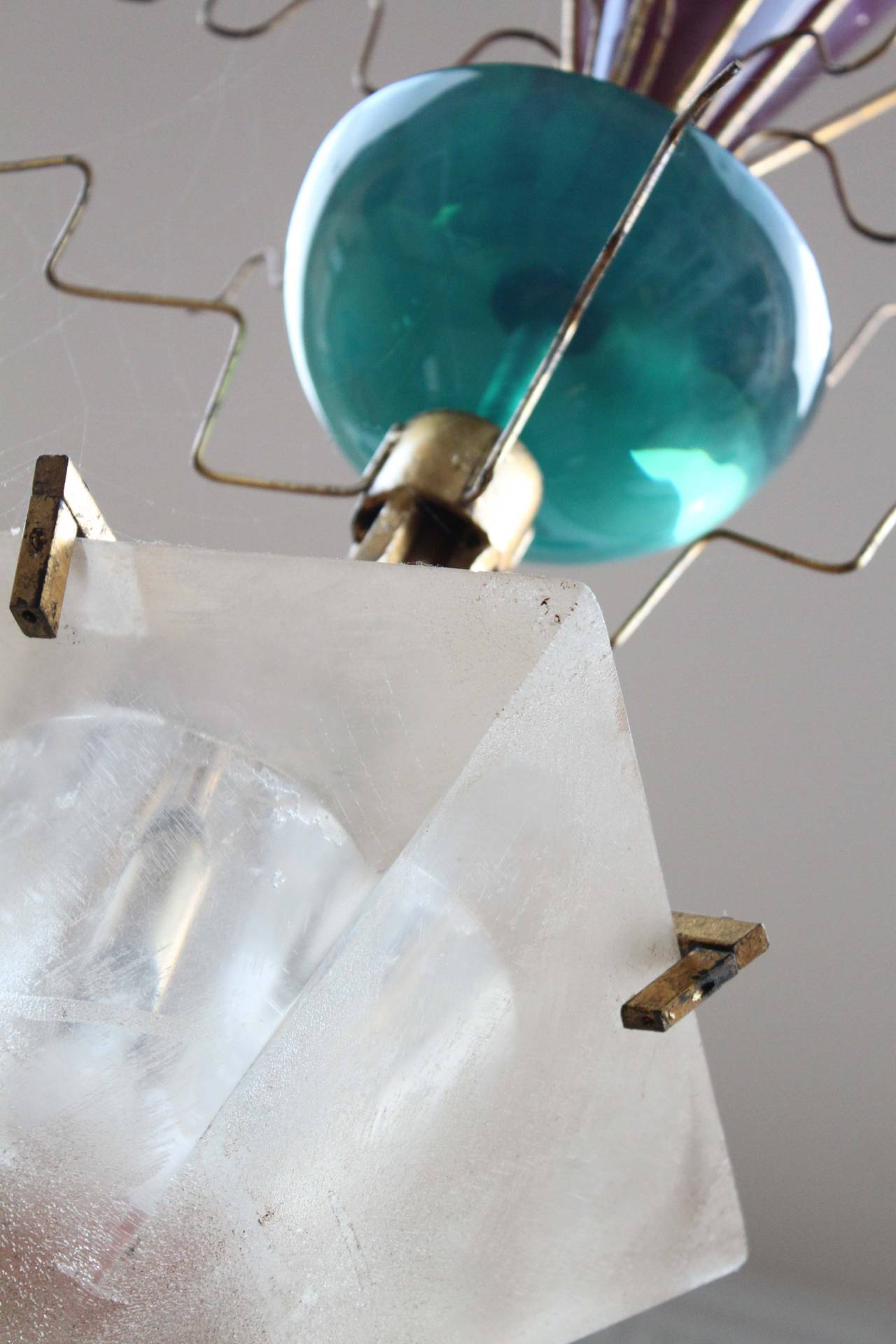 American Unusual Lucite Pendant Light Fixture Attributed to Van Teal For Sale