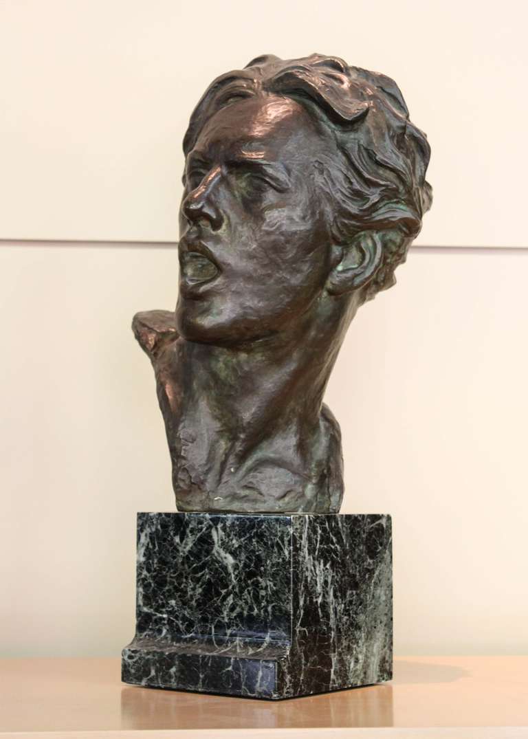 Art Deco Male Bust by Alexander Kéléty