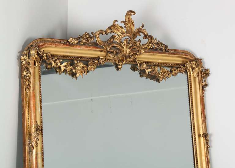 Louis XV Large French Giltwood Mirror