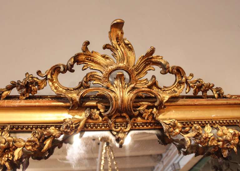19th Century Large French Giltwood Mirror