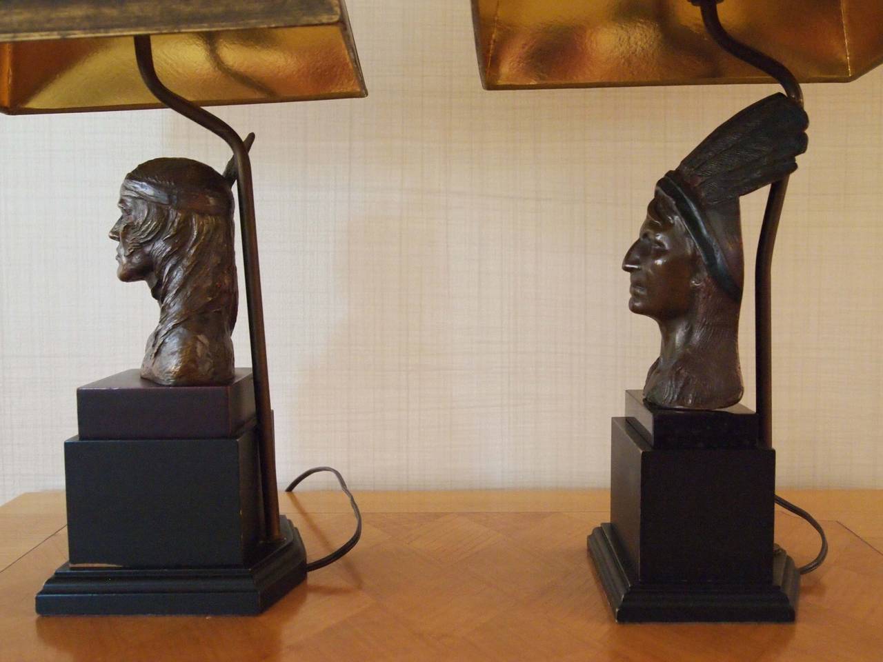 Pair of Bronze Figural Lamps by Bernard Kim For Sale 2