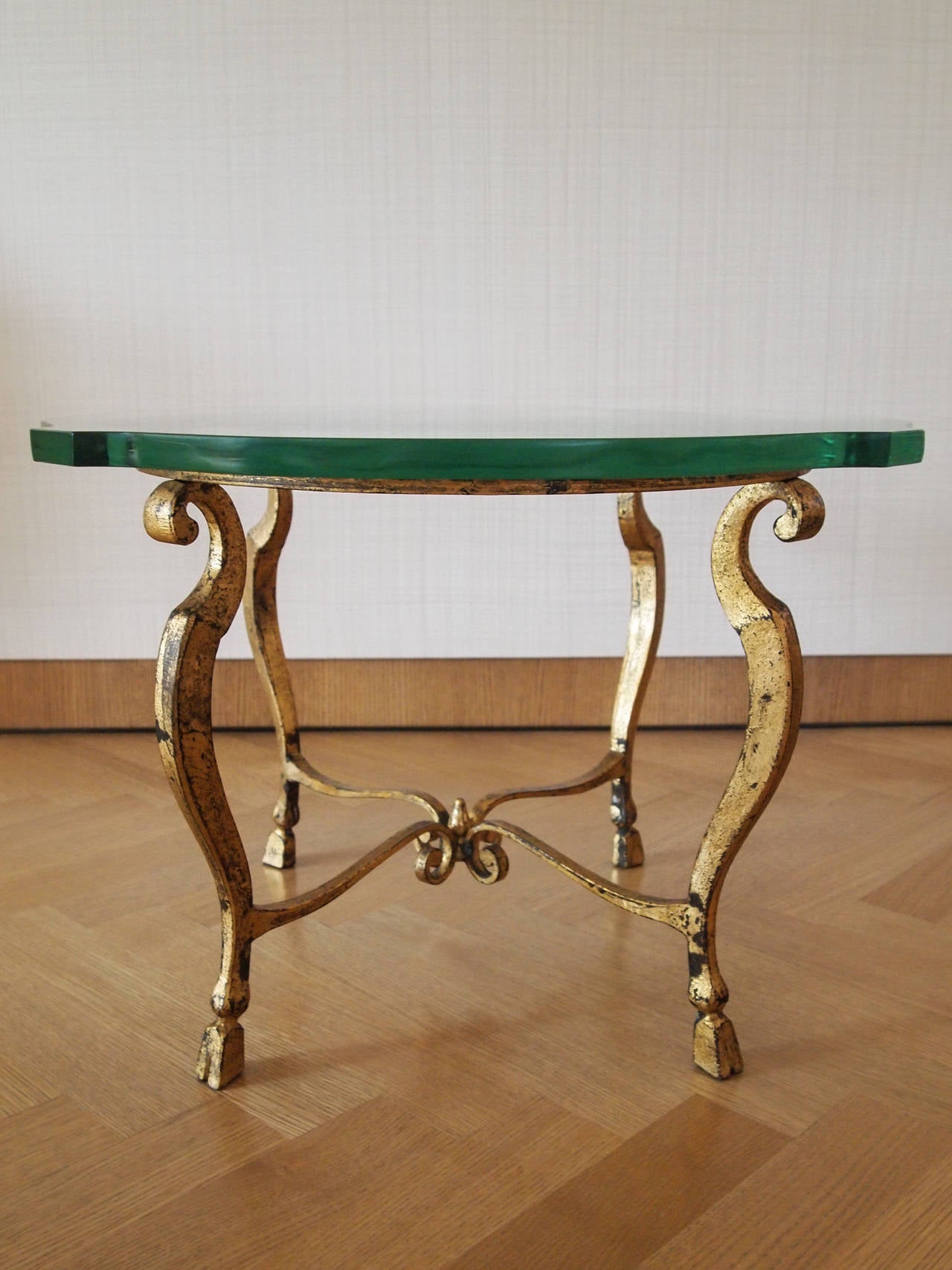 Hollywood Regency Gilt Side Table Attributed to Maison Ramsay For Sale
