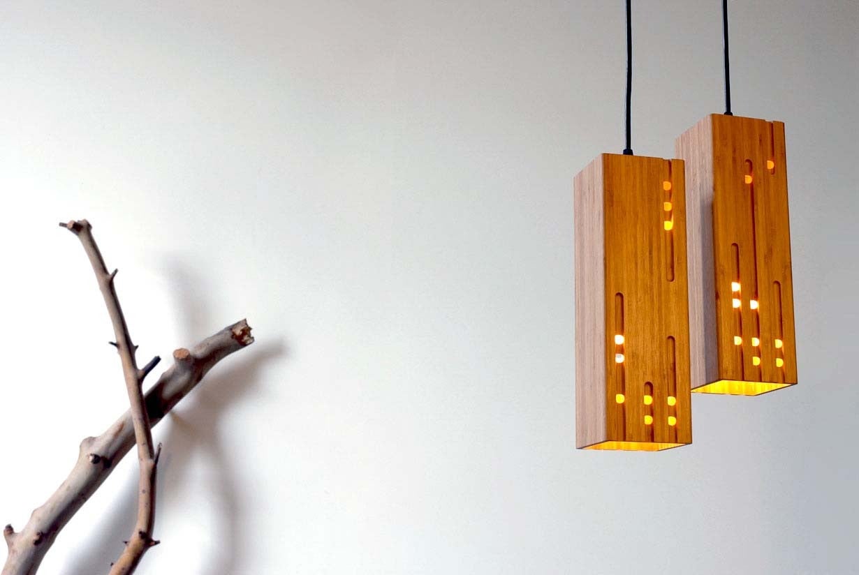 The Calvino pendant lights pay homage to novelist Italo Calvino. As in his great utopic book Invisible Cities, the Calvino light suggests an idealized floating city, warmly lit at night.

Made of bamboo, a rapidly renewable material with a natural