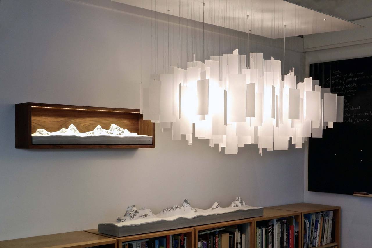 Cumulus is a highly customizable lighting installment, available in a range of color ways and an endless variety of formations. Hanging elements are suspended independently, allowing for subtle movement when exposed to moving air.

The cumulus 60