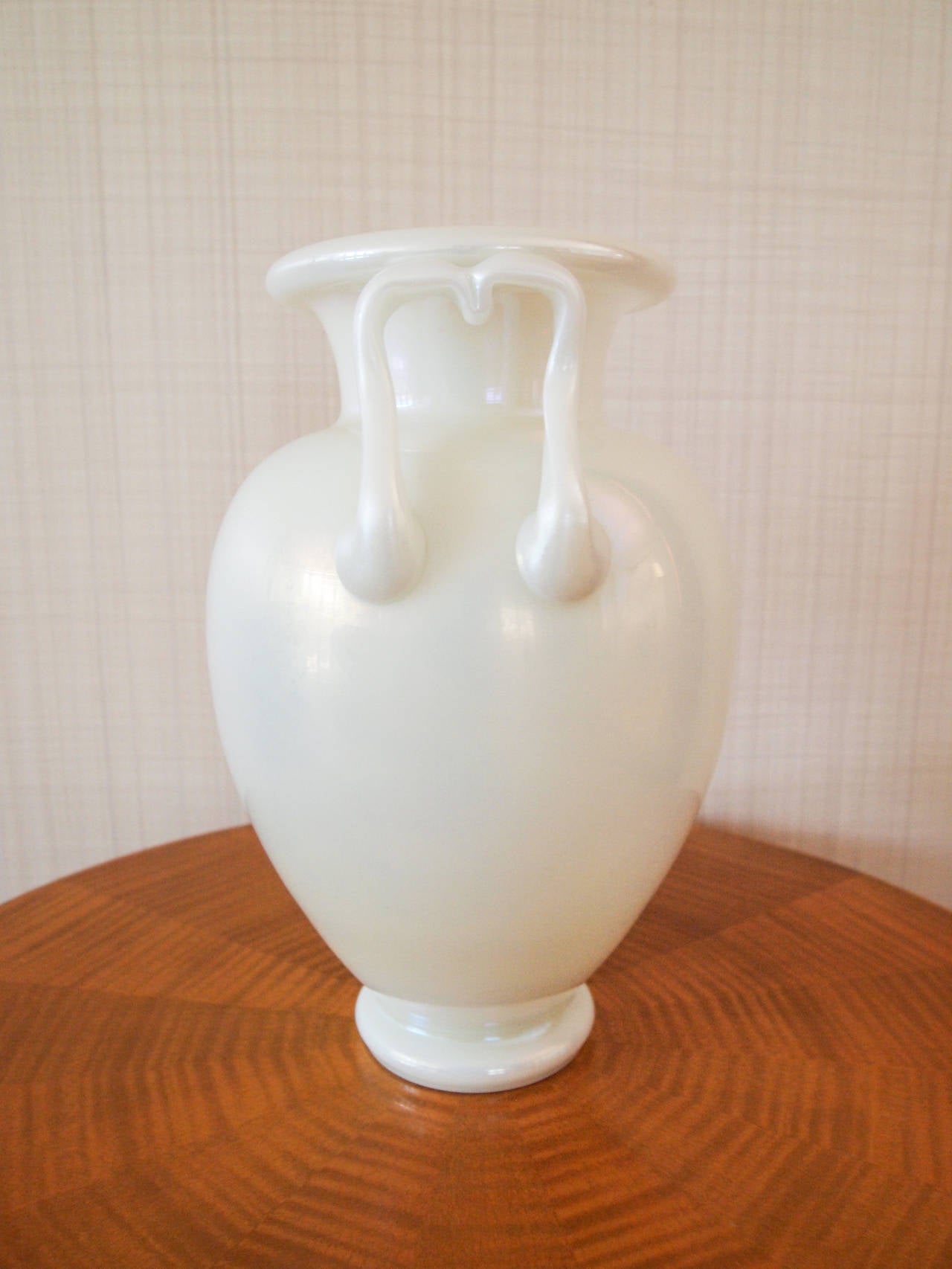 Beautiful Steuben vase of iridescent-white 