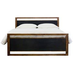 "Parallel" Bed in Walnut and Leather