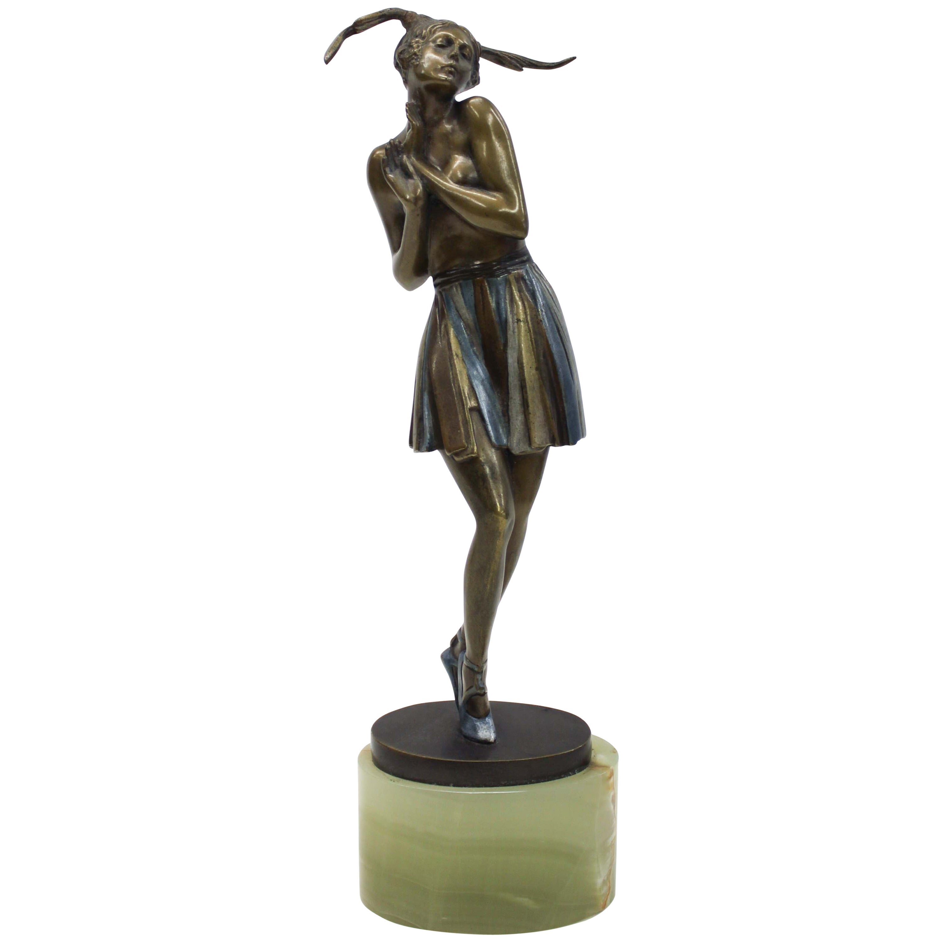 "Tanzendes Madchan" Art Deco Bronze Sculpture by Bruno Zach For Sale