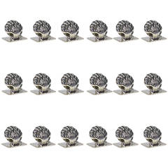 Silver "Shell" Place Card Holders by Carl Poul Petersen, Set of 18