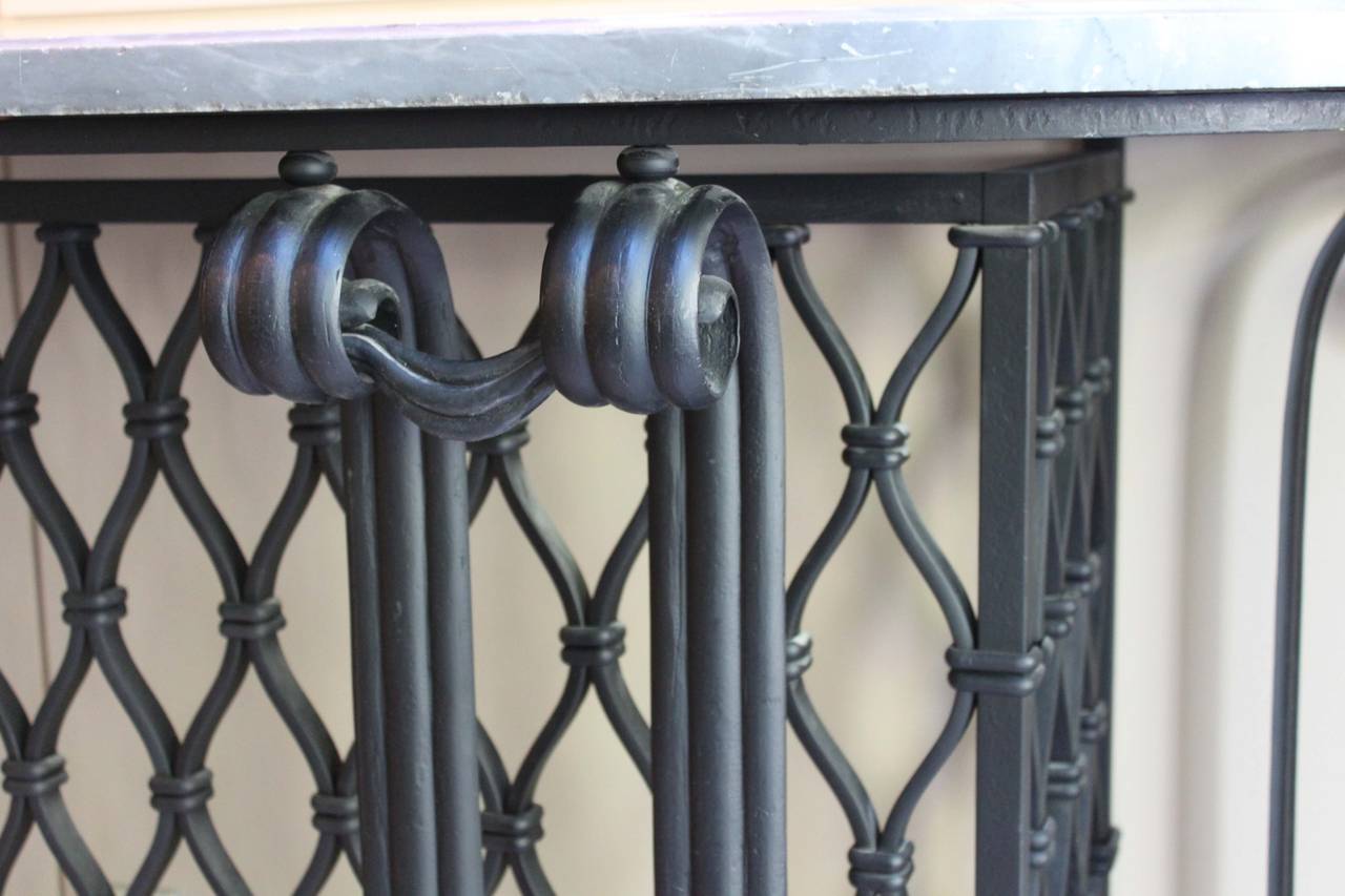 Wrought Iron Console in the Manner of Gilbert Poillerat For Sale