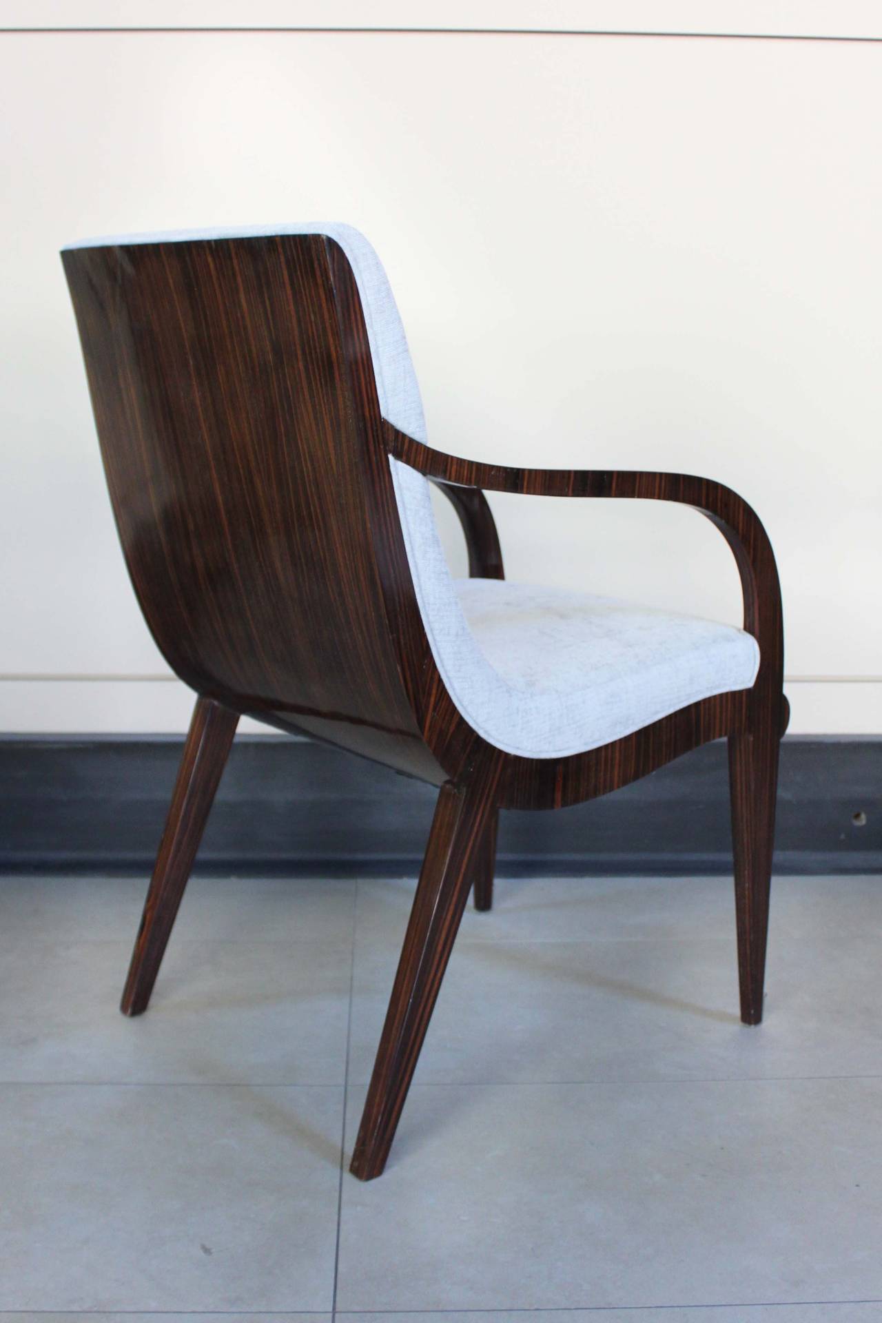 Art Deco Jean Pascaud Dining Chairs, Set of Six For Sale