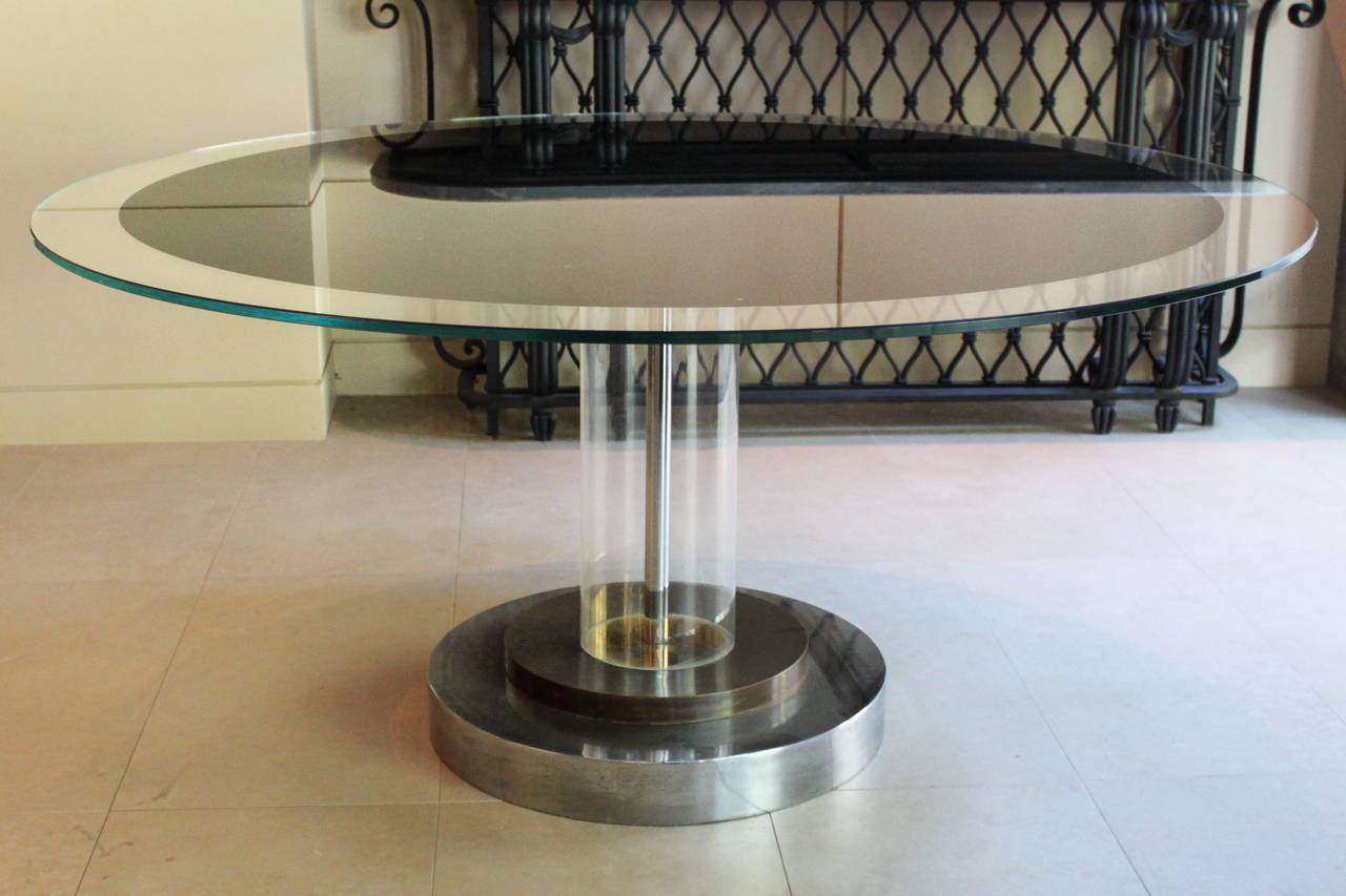 Modern Lucite Pedestal Table Attributed to Romeo Rega