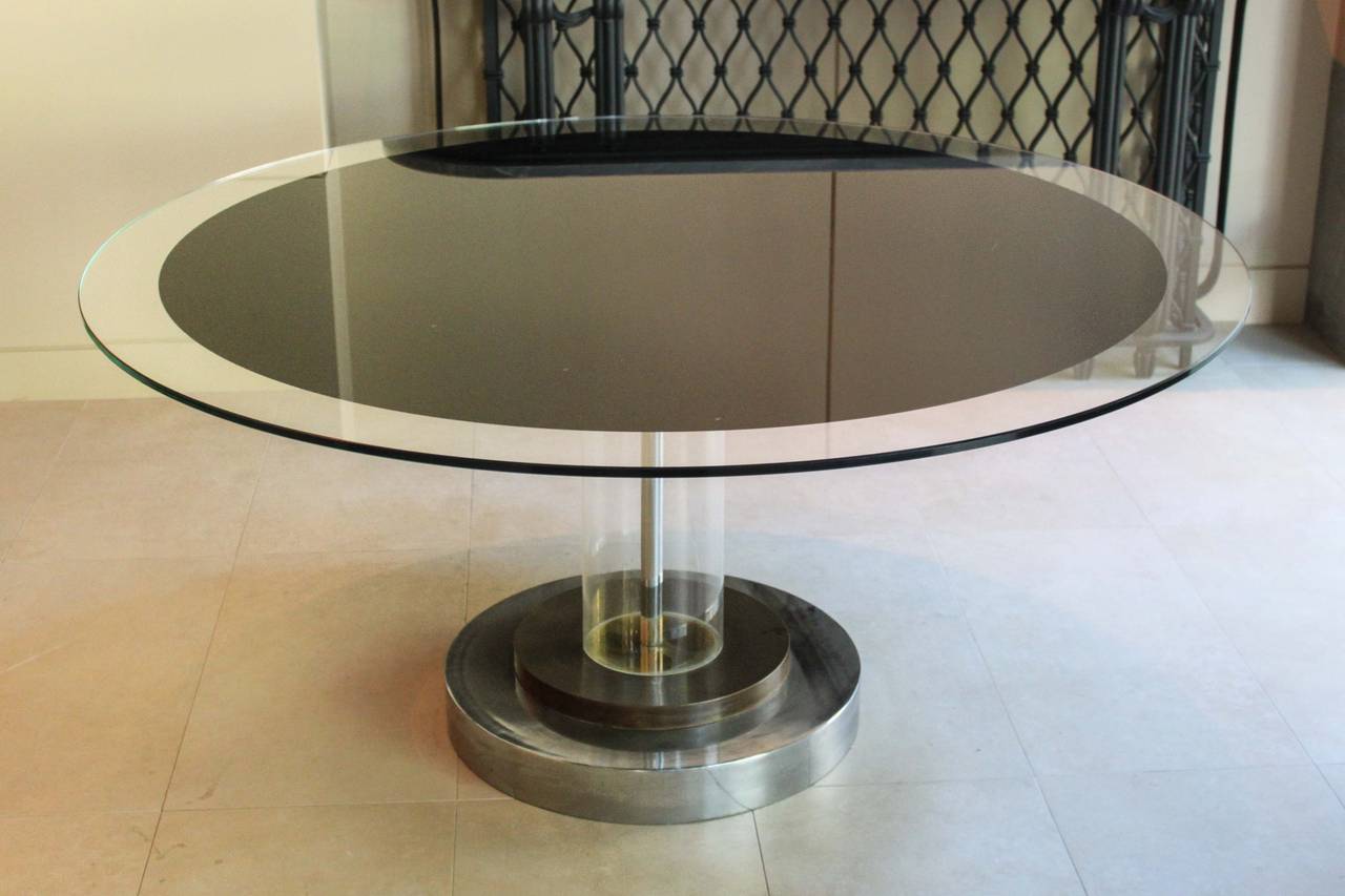 Italian Lucite Pedestal Table Attributed to Romeo Rega