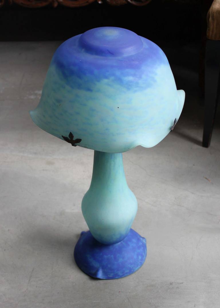 Art Nouveau Glass Table Lamp, Signed Daum For Sale