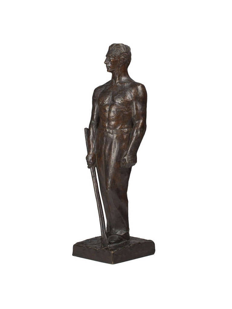 circa 1930.

A bronze sculpture of a shirtless, standing man holding an agricultural tool by Maurice Delannoy (1885-1972). Cast and signed by both the artist and Susse Freres Foundry. 

Maurice Delannoy was a French sculptor and medalist