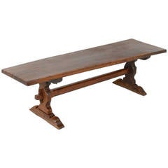 19th Century Single-Plank Oak Trestle Table