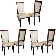 French Art Deco Dining Chairs, Set of Six 