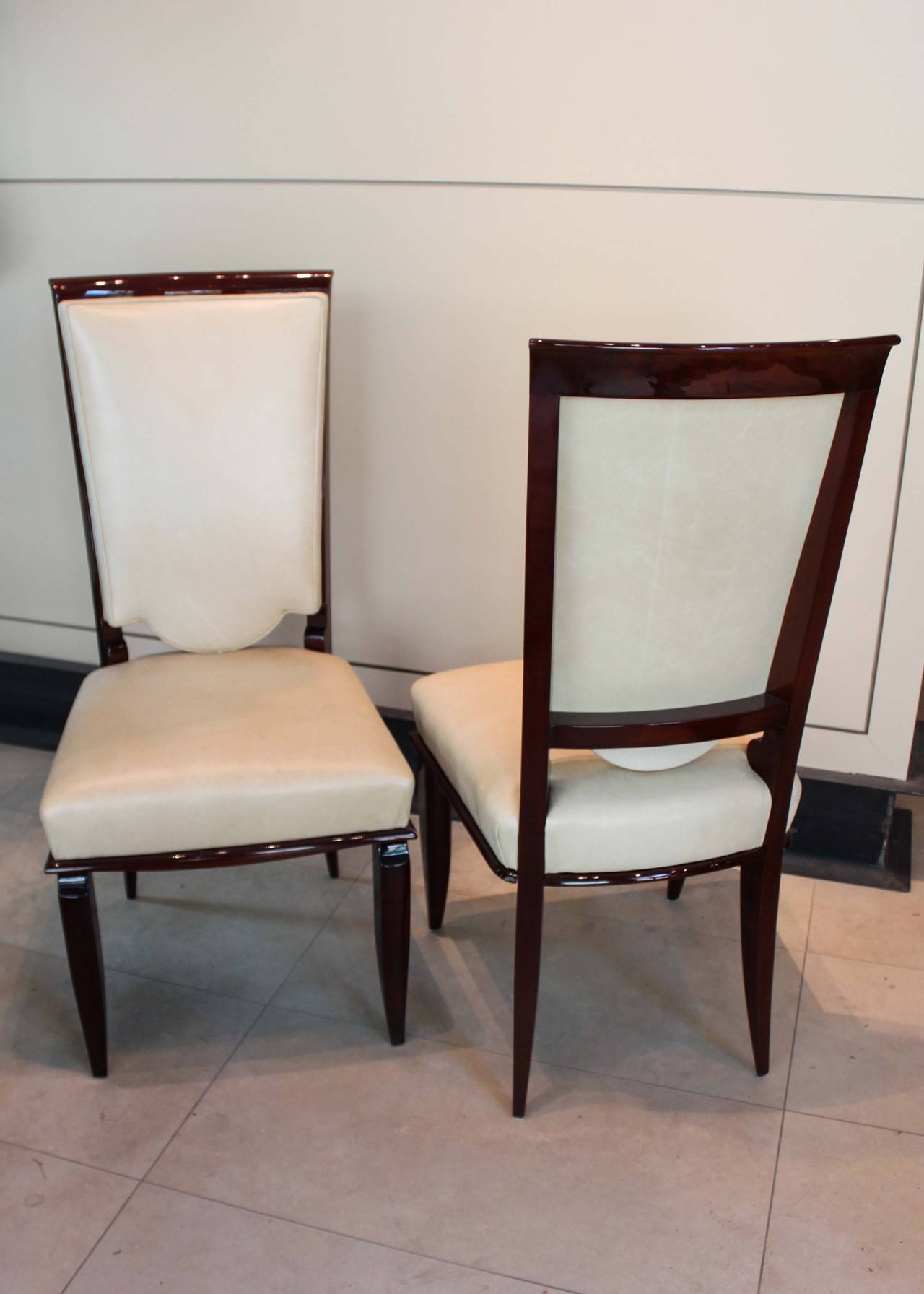 French Art Deco Dining Chairs, Set of Six  For Sale 4