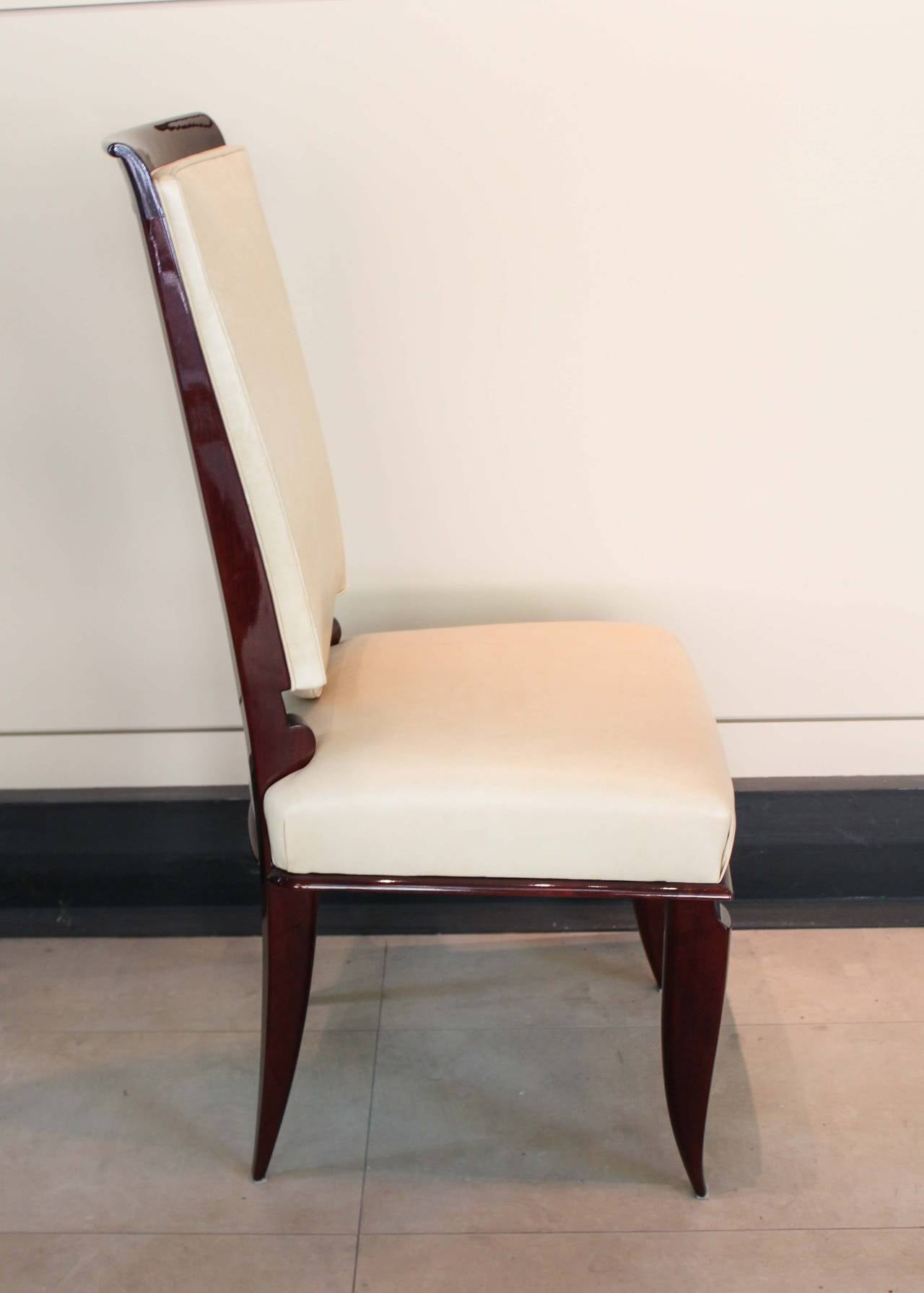 French Art Deco Dining Chairs, Set of Six  In Good Condition For Sale In Vancouver, BC