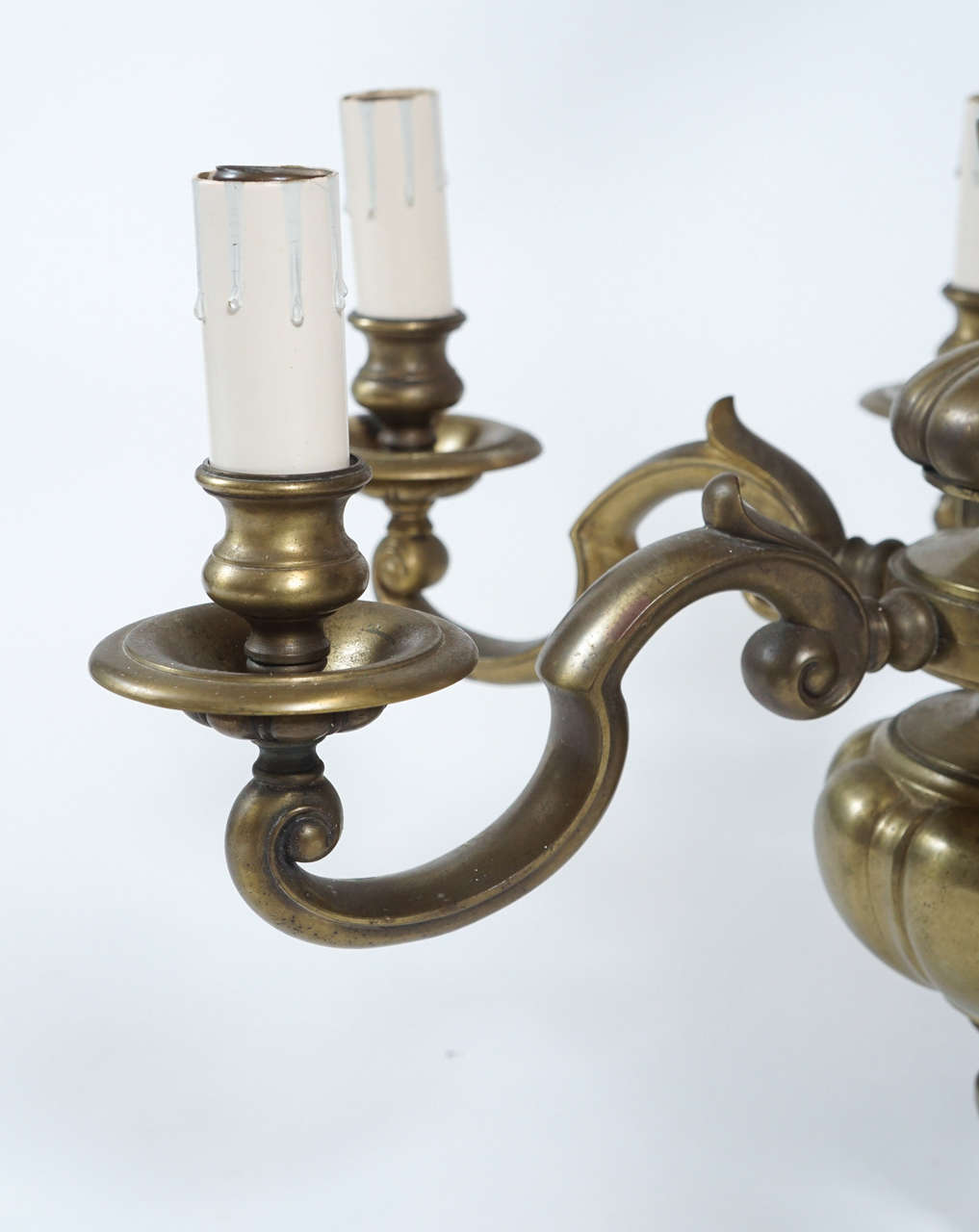 Cast English Baroque Style Solid Bronze Six-Light Chandelier, circa 1905