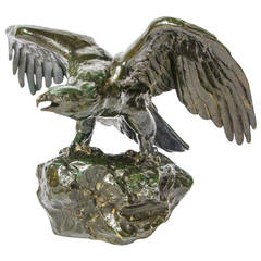 "Aigle, Ailes Etendues, Bec Ouvert" Bronze Study of an Eagle